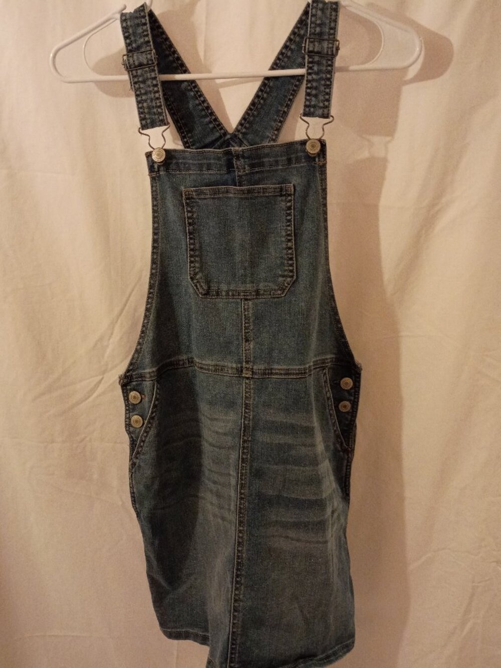SO Darkwash Denim Girls Size 16 Bib Overall Dress with Pockets